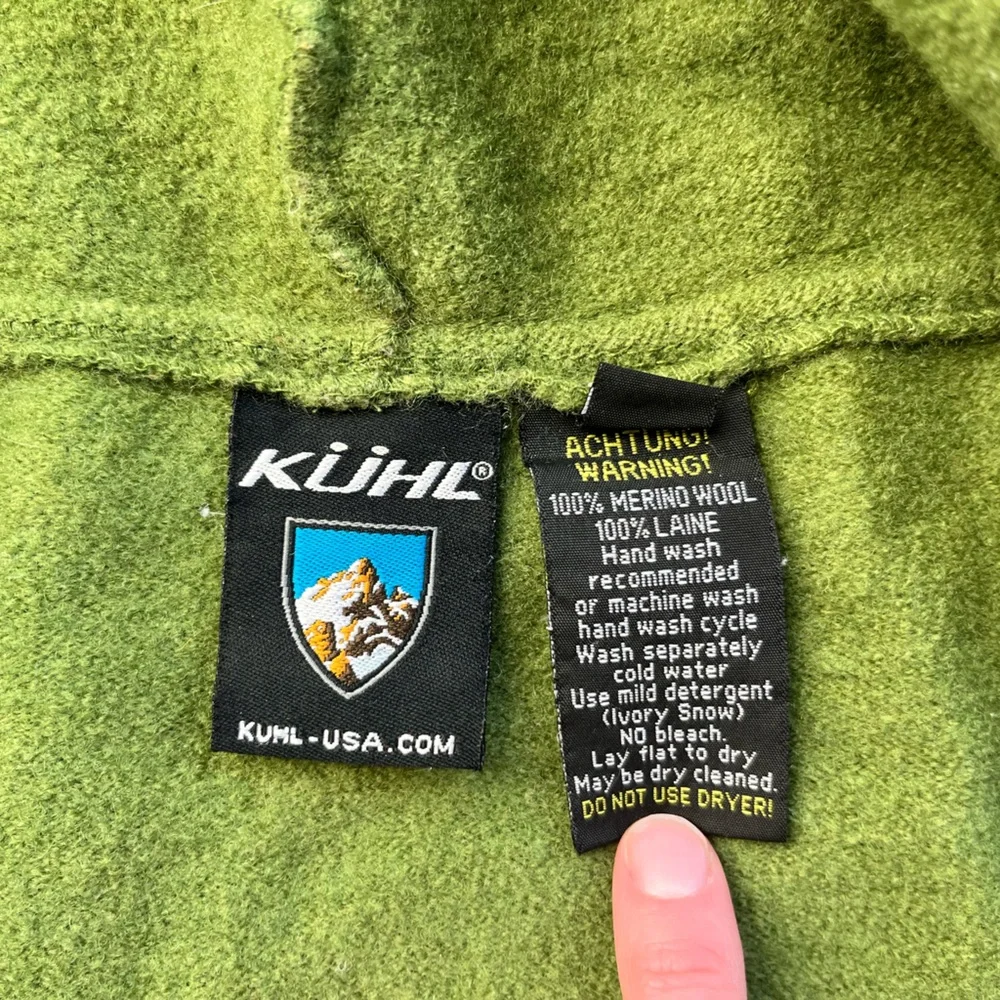 Kuhl Merino Wool Full Zip Hooded Sweater Green XS - Picture 2 of 8
